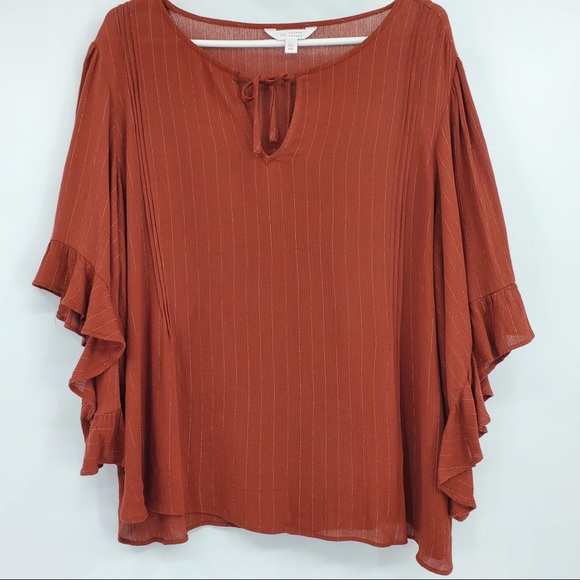 LC Lauren Conrad Tops - LC Lauren Conrad Burnt Orange Blouse Fall Sparkle